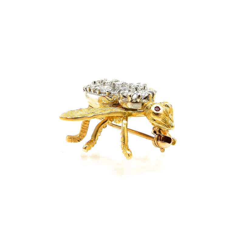 Diamond and Ruby Bee Brooch