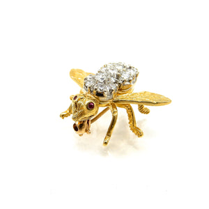 Diamond and Ruby Bee Brooch