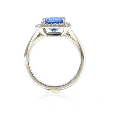 Load image into Gallery viewer, Ceylon Sapphire &amp; Diamond Halo Ring