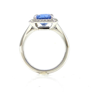 Ceylon Sapphire & Diamond Halo Ring