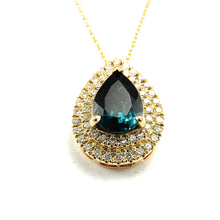 Load image into Gallery viewer, Indicolite Tourmaline &amp; Diamond Halo Necklace