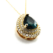 Load image into Gallery viewer, Indicolite Tourmaline &amp; Diamond Halo Necklace