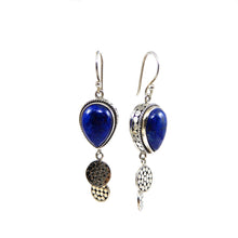 Load image into Gallery viewer, Bali Double Disc Lapis Drop Earrings