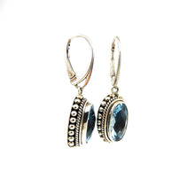 Load image into Gallery viewer, sterling silver blue topaz drop earrings bali
