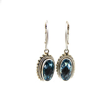 Load image into Gallery viewer, sterling silver blue topaz drop earrings