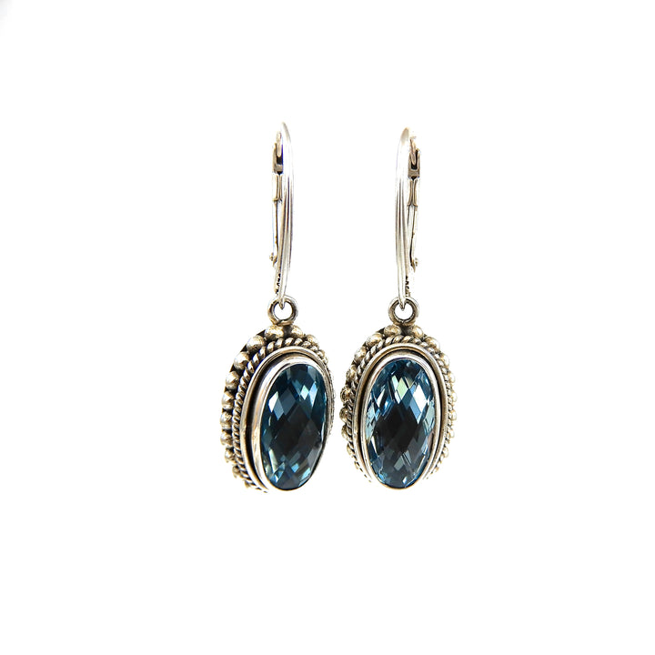 sterling silver blue topaz drop earrings
