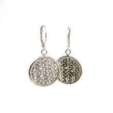 Load image into Gallery viewer, Sterling Silver basket weave round disc dangle earrings