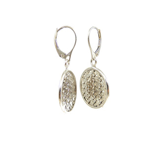 sterling silver basket weave dangle earrings.