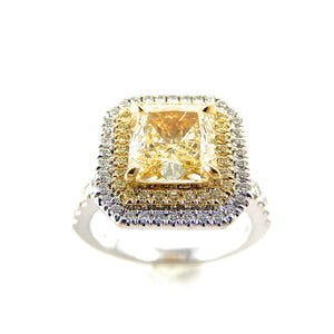 Natural Canary Diamond Halo Ring