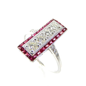 Deco Inspired Ruby & Diamond Ring