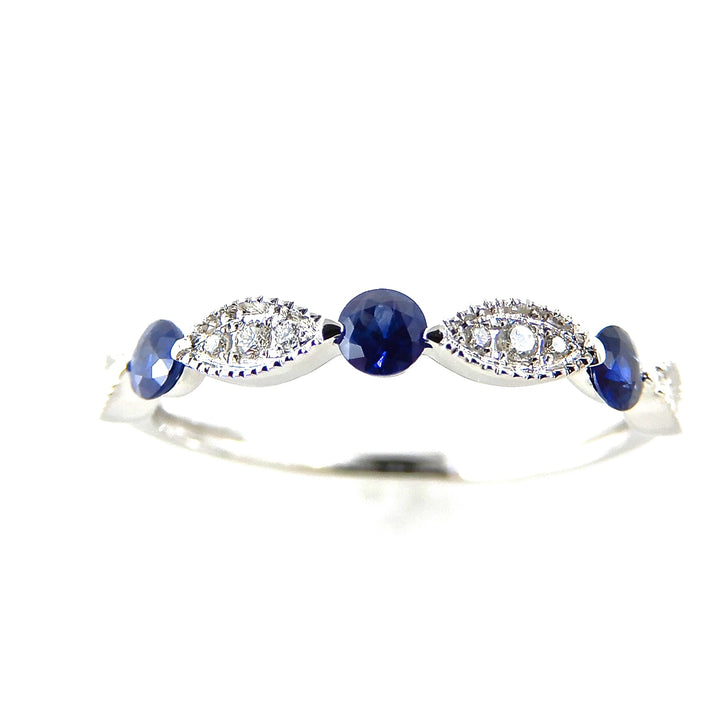 Sapphire & Diamond Scalloped Band
