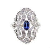 Load image into Gallery viewer, Sapphire and Diamond Antique Style Ring