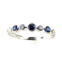 Load image into Gallery viewer, Sapphire &amp; Diamond Scalloped Band
