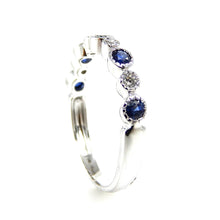 Load image into Gallery viewer, Sapphire &amp; Diamond Scalloped Band
