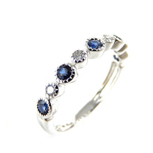 Load image into Gallery viewer, Sapphire &amp; Diamond Scalloped Band