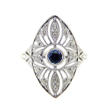 Load image into Gallery viewer, Sapphire &amp; Diamond Marquise Shape Filigree Ring