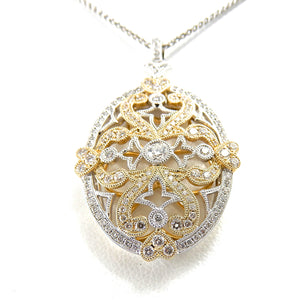 Diamond Two Tone Filigree Pendant