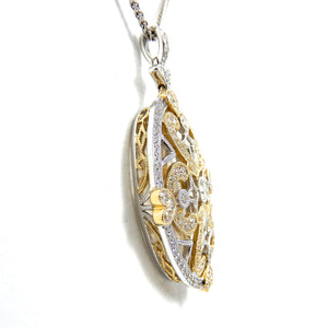 Diamond Two Tone Filigree Pendant