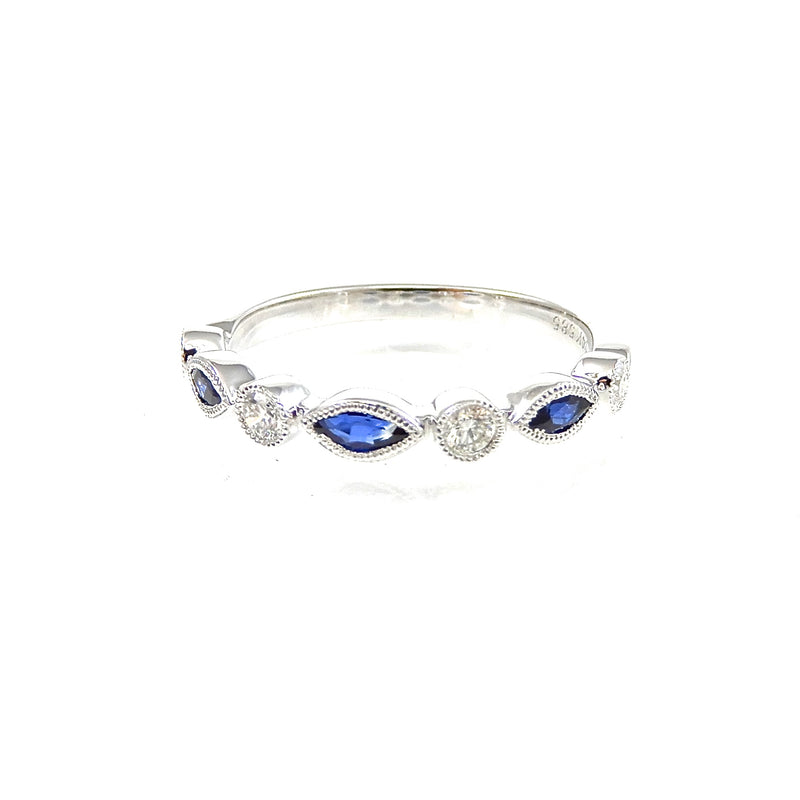 Sapphire and Diamond Stackable Band