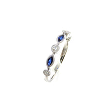 Load image into Gallery viewer, Sapphire and Diamond Stackable Band with detailing