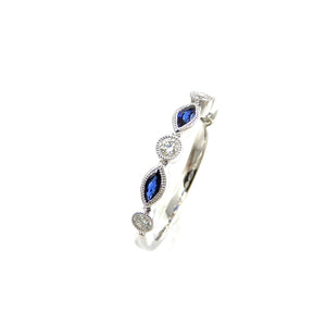 Sapphire and Diamond Stackable Band with detailing