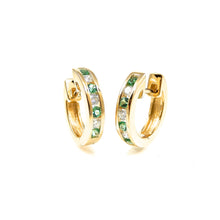 Load image into Gallery viewer, Emerald &amp; Diamond Hoop Earrings