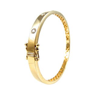 Gold Flush Set Diamond Hinge Bangle