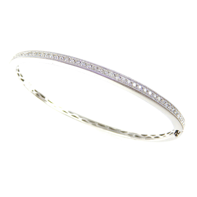 Diamond Milgrain Hinged Bangle