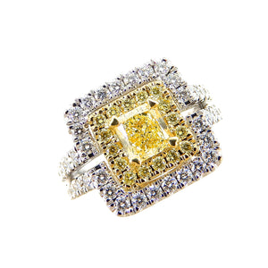 Canary Diamond Deco Square Ring