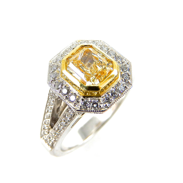 Canary diamond split shank Ring