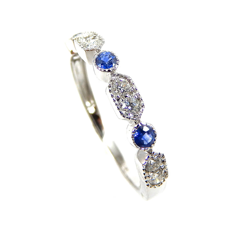 Sapphire & Diamond Stackable Band