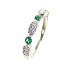 Load image into Gallery viewer, Emerald &amp; Diamond Scalloped Band