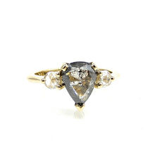 Load image into Gallery viewer, salt n pepper, rose cut diamond engagement ring