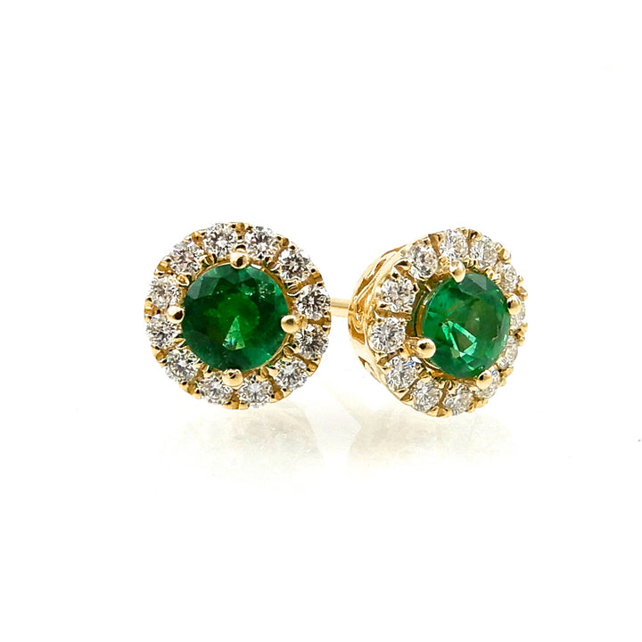 Emerald & Diamond Halo Studs