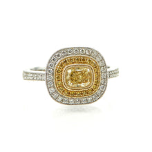 Load image into Gallery viewer, Canary Diamond Double Halo Ring