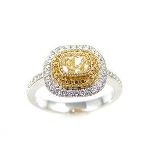 Canary Diamond Double Halo Ring