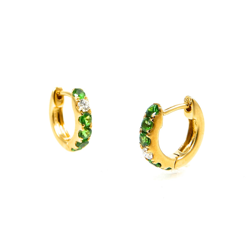 Tsavorite and Diamond Hoop Earrings