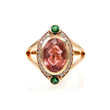 Load image into Gallery viewer, Glow Pink Tourmaline &amp; Emerald Ring