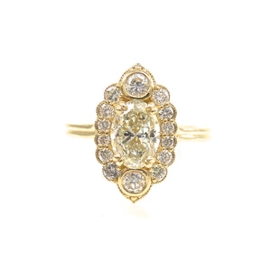 scalloped diamond halo engagement ring