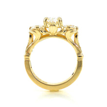 Load image into Gallery viewer, yellow gold three stone diamond engagement ring