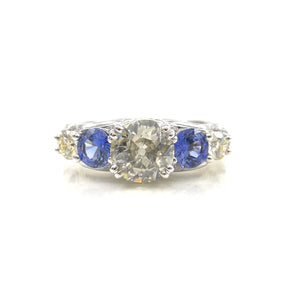 diamond and sapphire 5 stone ring