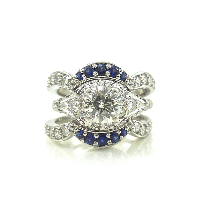 Diamond Dream Ring with Sapphire Accented Bands