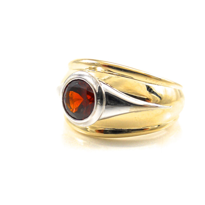 two toned wide ring red garnet