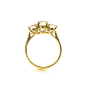 yellow gold diamond three stone engagement ring