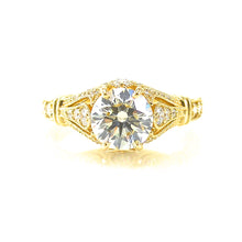 Load image into Gallery viewer, antique style solitaire engagement ring featuring filigree and diamond accents