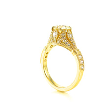 Load image into Gallery viewer, antique style solitaire engagement ring filigree and diamond accents