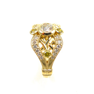 custom designed white and canary diamond ring