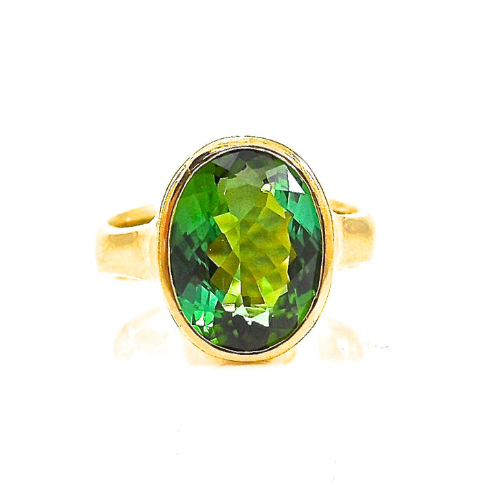 Bezel Set Green Tourmaline Ring