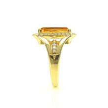 Load image into Gallery viewer, Imperial Topaz center stone with round brilliant cut diamond accent ring