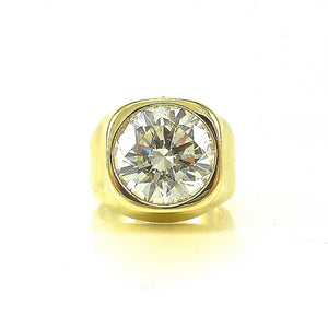 18k royal yellow-gold ring bezel-set 7.61 carat diamond